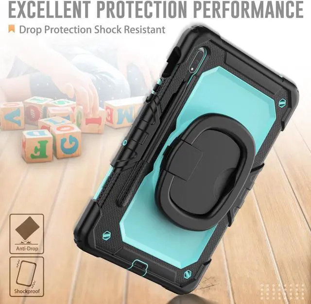 Alt view image 3 of 7 - BONAEVER Case for Samsung Galaxy Tab S8 11 inch 2022 / S7 11 Inch 2020 Protective Cover with Screen Protector Pen Holder Hand/Shoulder Strap Stylus Pen Light Blue