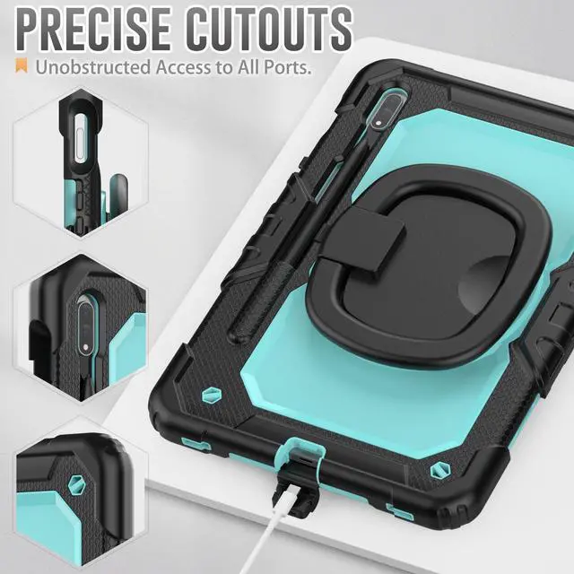 Alt view image 6 of 7 - BONAEVER Case for Samsung Galaxy Tab S8 11 inch 2022 / S7 11 Inch 2020 Protective Cover with Screen Protector Pen Holder Hand/Shoulder Strap Stylus Pen Light Blue