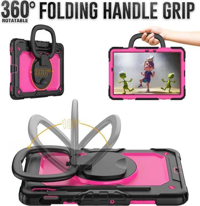 Alt view image 2 of 7 - BONAEVER Case for Samsung Galaxy Tab S8 11 inch 2022 / S7 11 Inch 2020 Protective Cover with Screen Protector Pen Holder Hand/Shoulder Strap Stylus Pen Rose Red