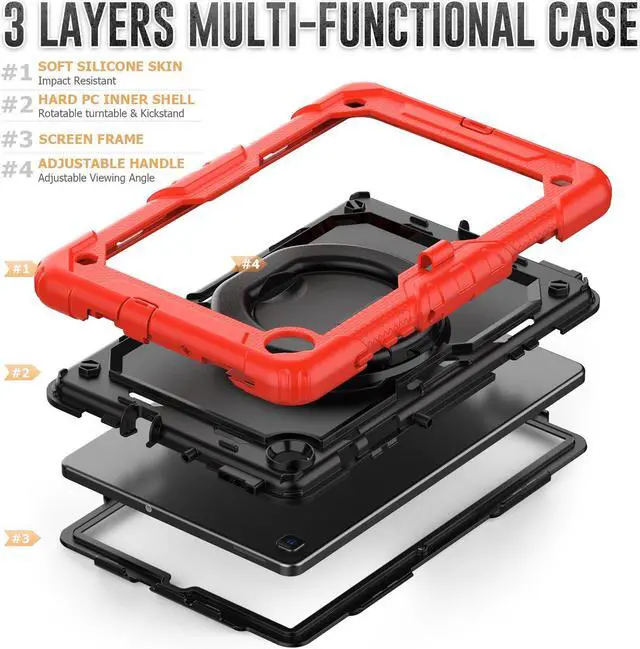 Alt view image 7 of 7 - BONAEVER Case fo Samsung Galaxy Tab S6 Lite Case 2024/2022/2020 SM-P620/P625/P610/P613/P615/P619 with Screen Protector Pen Holder Shockproof Protective Cover with Stand Shoulder Strap Stylus Pen