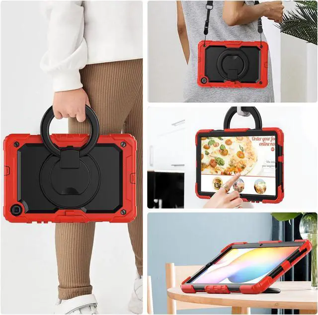 Alt view image 5 of 7 - BONAEVER Case fo Samsung Galaxy Tab S6 Lite Case 2024/2022/2020 SM-P620/P625/P610/P613/P615/P619 with Screen Protector Pen Holder Shockproof Protective Cover with Stand Shoulder Strap Stylus Pen