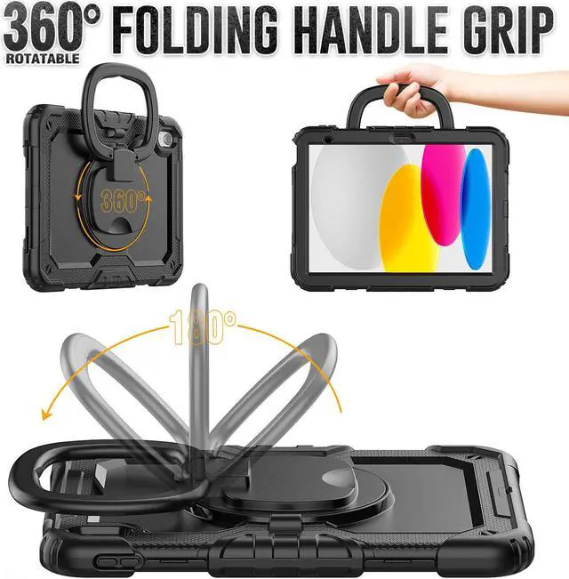 Alt view image 2 of 7 - BONAEVER Case for iPad (A16) 11th Generation 11 Inch 2025, iPad 10th Generation 10.9 inch 2022, Shockproof Protective Cover with Screen Protector, Rotating Stand, Hand/Shoulder Strap, Stylus Pen