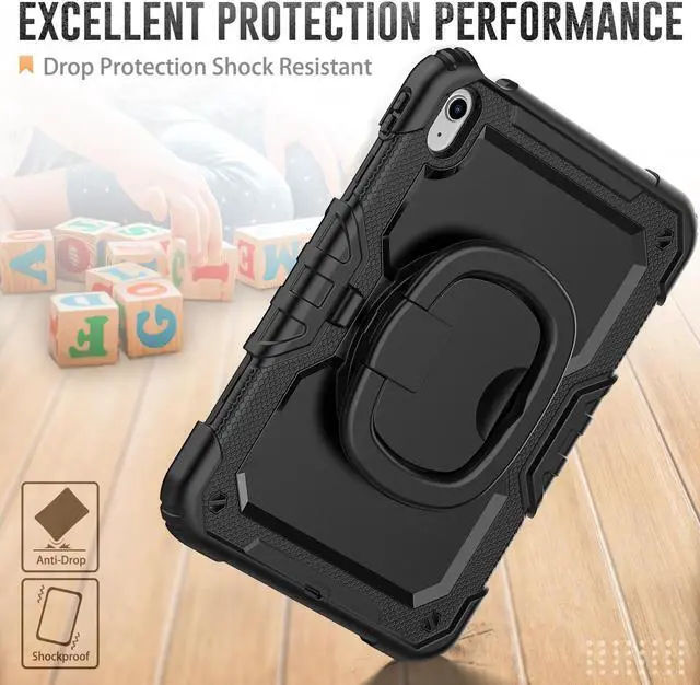 Alt view image 3 of 7 - BONAEVER Case for iPad (A16) 11th Generation 11 Inch 2025, iPad 10th Generation 10.9 inch 2022, Shockproof Protective Cover with Screen Protector, Rotating Stand, Hand/Shoulder Strap, Stylus Pen