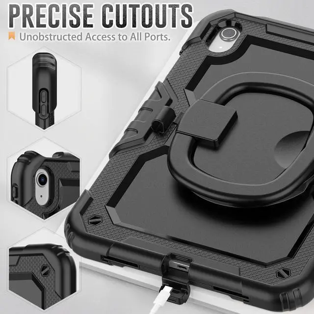 Alt view image 6 of 7 - BONAEVER Case for iPad (A16) 11th Generation 11 Inch 2025, iPad 10th Generation 10.9 inch 2022, Shockproof Protective Cover with Screen Protector, Rotating Stand, Hand/Shoulder Strap, Stylus Pen