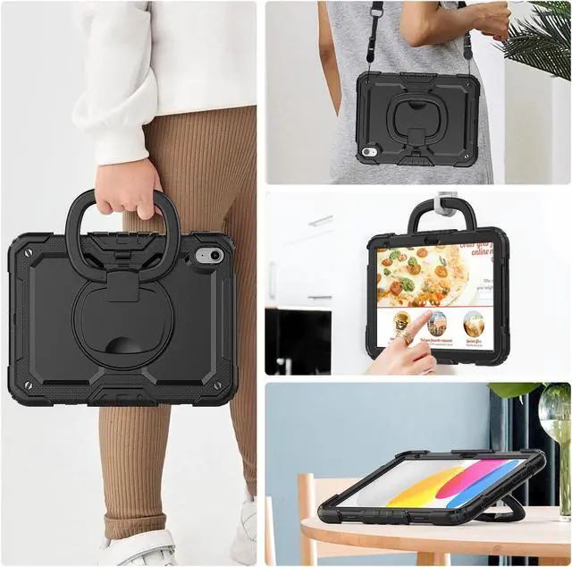 Alt view image 7 of 7 - BONAEVER Case for iPad (A16) 11th Generation 11 Inch 2025, iPad 10th Generation 10.9 inch 2022, Shockproof Protective Cover with Screen Protector, Rotating Stand, Hand/Shoulder Strap, Stylus Pen