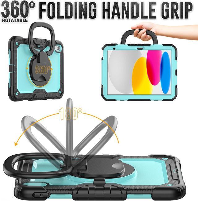 Alt view image 2 of 7 - BONAEVER Case for iPad (A16) 11th Generation 11 Inch 2025, iPad 10th Generation 10.9 inch 2022, Shockproof Protective Cover with Screen Protector, Rotating Stand, Hand/Shoulder Strap, Stylu Light Blue