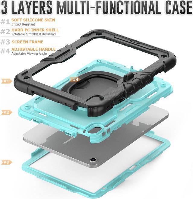 Alt view image 5 of 7 - BONAEVER Case for iPad (A16) 11th Generation 11 Inch 2025, iPad 10th Generation 10.9 inch 2022, Shockproof Protective Cover with Screen Protector, Rotating Stand, Hand/Shoulder Strap, Stylu Light Blue