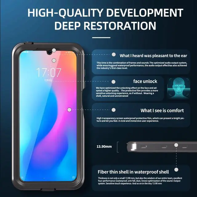 Alt view image 6 of 7 - BONAEVER for Motorola Moto G Play 4G 2024 Phone Case with Built-in Screen Protector Waterproof Case Rugged Underwater Dustproof Shockproof Drop Proof Protective Cover for Motorola G Play 4G 2024