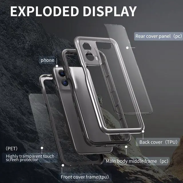 Alt view image 5 of 7 - BONAEVER for Motorola Moto G 5G 2024 / Moto G Play 5G 2024 Phone Case with Built-in Screen Protector Waterproof Case Rugged Underwater Duustproof Shockproof Drop Proof Protective Cover