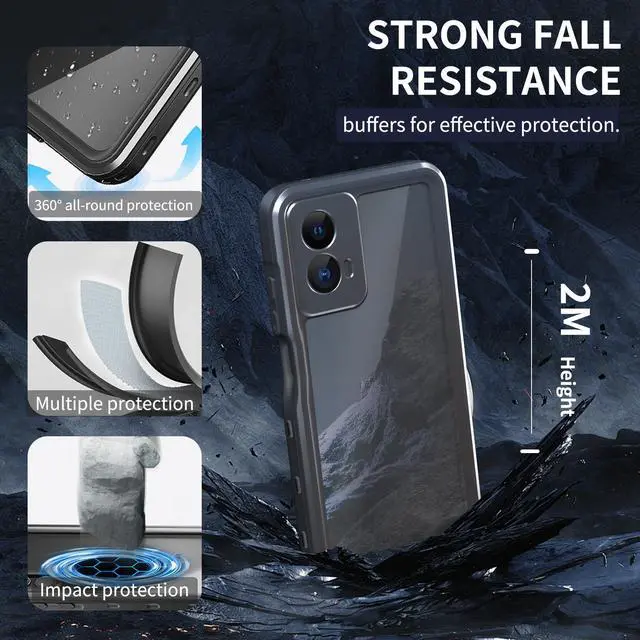 Alt view image 3 of 7 - BONAEVER for Motorola Moto G 5G 2024 / Moto G Play 5G 2024 Phone Case with Built-in Screen Protector Waterproof Case Rugged Underwater Duustproof Shockproof Drop Proof Protective Cover
