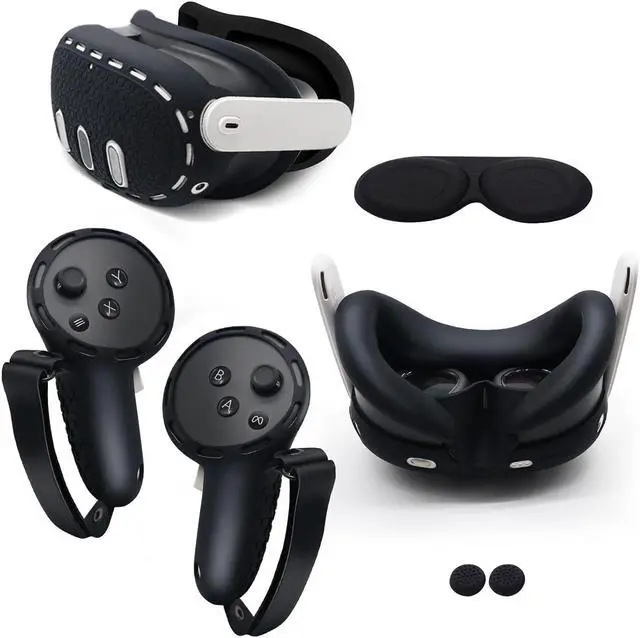 Main image of BONAEVER Accessories for Meta Quest 3, 5 in 1 Silicone Protective Case Set for Oculus Quest 3, VR Protective Case Set, Controller Grip Cover, VR Shell Cover, Face Cover,Joystick Caps and More