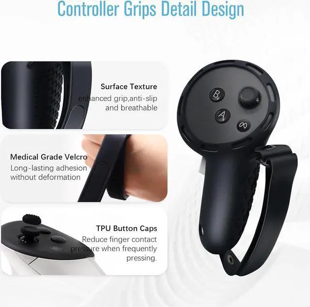 Alt view image 3 of 7 - BONAEVER Accessories for Meta Quest 3, 5 in 1 Silicone Protective Case Set for Oculus Quest 3, VR Protective Case Set, Controller Grip Cover, VR Shell Cover, Face Cover,Joystick Caps and More