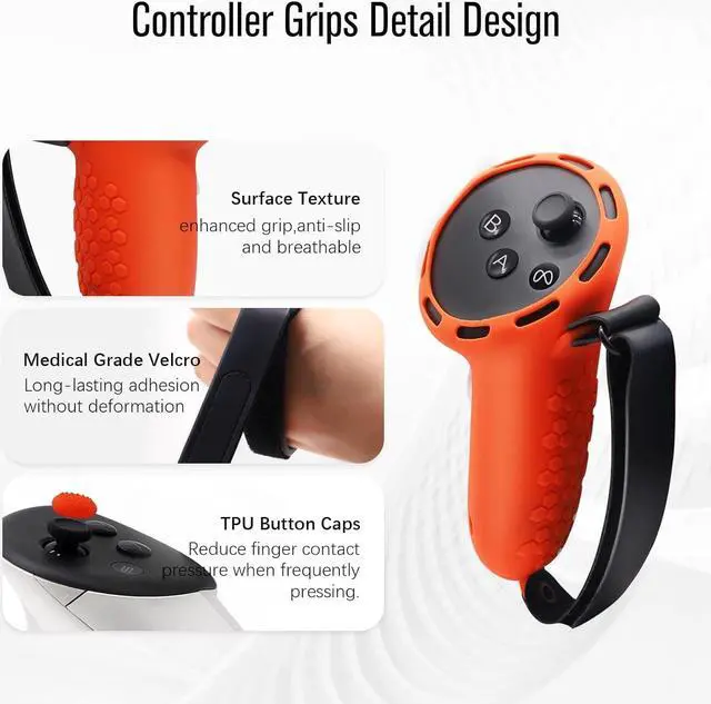 Alt view image 3 of 7 - BONAEVER Accessories for Meta Quest 3, 5 in 1 Silicone Protective Case Set for Oculus Quest 3, VR Protective Case Set, Controller Grip Cover, VR Shell Cover, Face Cover,Joystick Caps and More Red