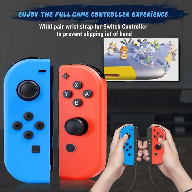 Alt view image 7 of 7 - BONAEVER For Switch Controller, Wireless Controller Compatible for Nintendo Switch/OLED/Lite with 6-Axis Gyro Sensor/Double Vibration/Wake-up/Screenshot Controller Switch with Wrist Strap Red and Blue