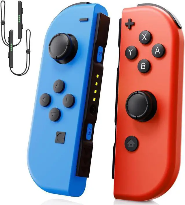 Main image of BONAEVER For Switch Controller, Wireless Controller Compatible for Nintendo Switch/OLED/Lite with 6-Axis Gyro Sensor/Double Vibration/Wake-up/Screenshot Controller Switch with Wrist Strap Red and Blue