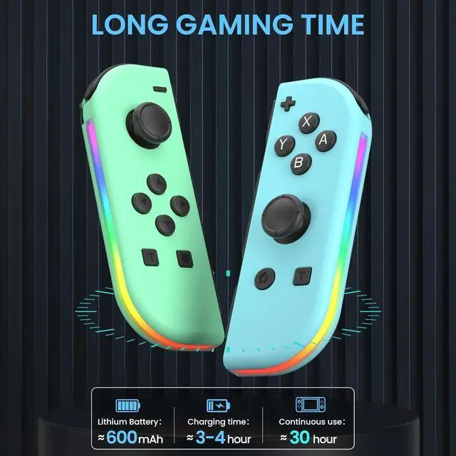 Alt view image 3 of 7 - BONAEVER Joy Cons for Switch Controllers, Wireless L/R Joy Con Controllers for Switch with Dual Vibration, RGB Light, Motion Control, and One-key Awake