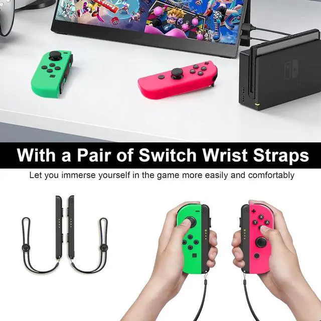 Alt view image 3 of 7 - BONAEVER Switch Controller, Left/Right Replacement Controller Compatible for Switch/OLED/Lite with 6-Axis Gyro Sensor,Double Vibration,Plug ans Play, Controller with wrist strap - Green and Pink