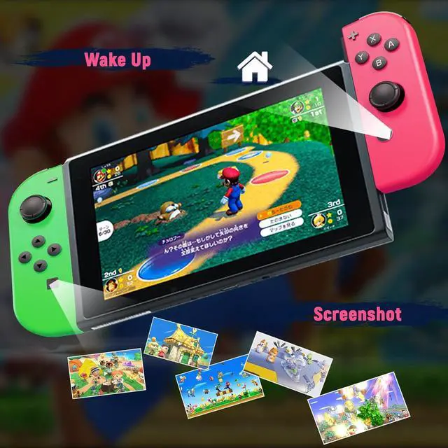 Alt view image 5 of 7 - BONAEVER Switch Controller, Left/Right Replacement Controller Compatible for Switch/OLED/Lite with 6-Axis Gyro Sensor,Double Vibration,Plug ans Play, Controller with wrist strap - Green and Pink