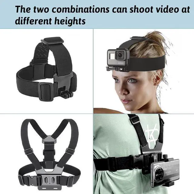 Alt view image 4 of 7 - BONAEVER Mobile Phone Chest Strap and Headband First-Person Perspective Shooting, POV/VLOG, Fishing and Cycling for All Mobile Phones / Gopro Hero 12 11 10 9 8 7 6 5 4 Session 3+ 3 2 1