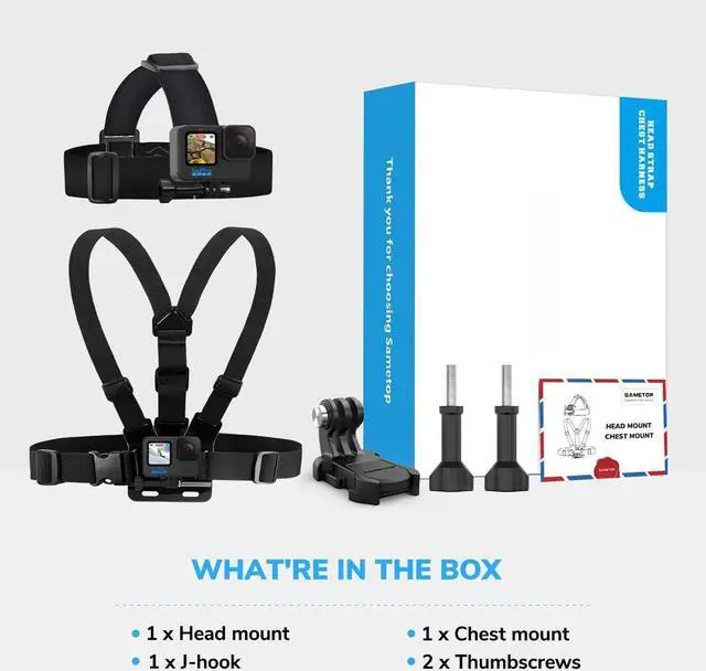 Alt view image 7 of 7 - BONAEVER Head Mount Strap Chest Mount Harness Chesty Kit Compatible with GoPro Hero 12, 11, 10, 9, 8, 7, 6, 5, 4, Session, 3+, 3, 2, 1, Hero (2018), Fusion, Max, DJI Osmo Action Cameras