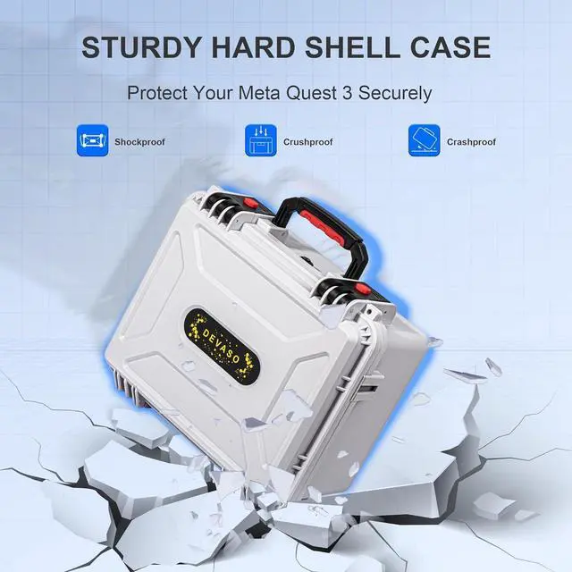 Alt view image 2 of 7 - Carrying Case for Meta Quest 3, Hard Protective Case for Quest 3 VR Gaming Headset and Controllers Accessories, Suitable for Home Storage and Travel White