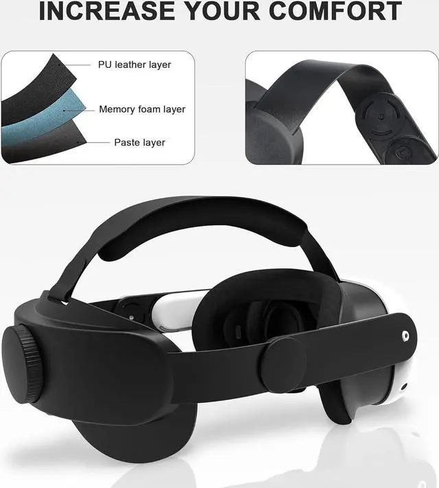 Alt view image 2 of 6 - BONAEVER Head Strap for Meta Quest 3, Comfort Adjustable Elite Strap Replacement Compatible with Oculus Quest 3, Soft Cushion VR Headset Accessories for Meta Quest 3, Enhanced Gaming Immersion