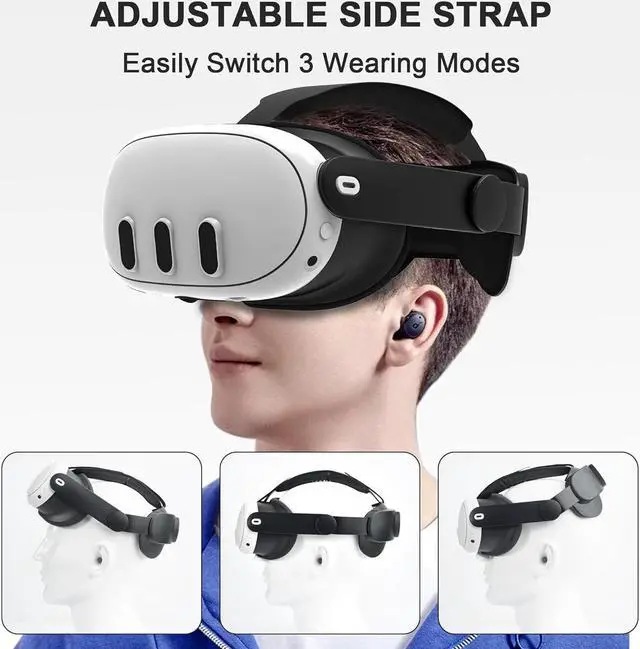 Alt view image 4 of 6 - BONAEVER Head Strap for Meta Quest 3, Comfort Adjustable Elite Strap Replacement Compatible with Oculus Quest 3, Soft Cushion VR Headset Accessories for Meta Quest 3, Enhanced Gaming Immersion