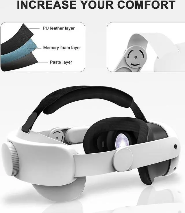 Alt view image 4 of 6 - BONAEVER Head Strap for Meta Quest 3, Comfort Adjustable Elite Strap Replacement Compatible with Oculus Quest 3, Soft Cushion VR Headset Accessories for Meta Quest 3, Enhanced Gaming Immersion White