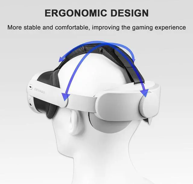 Alt view image 6 of 6 - BONAEVER Head Strap for Meta Quest 3, Comfort Adjustable Elite Strap Replacement Compatible with Oculus Quest 3, Soft Cushion VR Headset Accessories for Meta Quest 3, Enhanced Gaming Immersion White