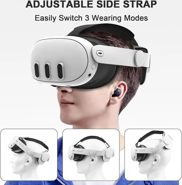 Alt view image 2 of 6 - BONAEVER Head Strap for Meta Quest 3, Comfort Adjustable Elite Strap Replacement Compatible with Oculus Quest 3, Soft Cushion VR Headset Accessories for Meta Quest 3, Enhanced Gaming Immersion White