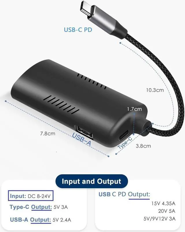 Alt view image 3 of 7 - 15W 65W 100W USB C Power Supply with Power Delivery PD for Tablets Laptops, DC to 15W 65W 100W PD USB Type C Adapter, 3-in-1 Power Adapter