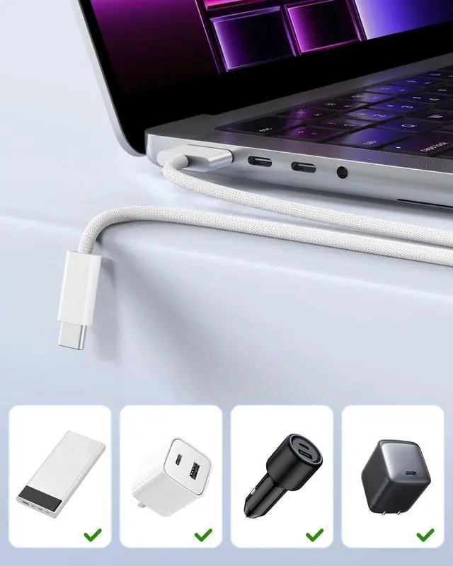 Alt view image 6 of 7 - BONAEVER For 140W USB C to Magnetic 3 Cable, Compatible with MacBook Air 13 / 15 inch M3 2024, MacBook Air 15 inch M2 2023, MacBook Air 13 inch M2 2022, MacBook Pro 14 / 16-inch M2 2023 - 6.6FT White