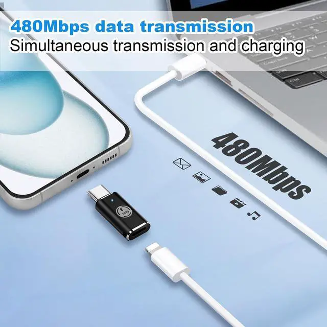 Alt view image 4 of 7 - BONAEVER 2 Pack USB C Charging Adapter for iPhone 15 Series, Lighting (Female) to USB C (Male) Adapter, 35W PD USB Type C Converter for Galaxy S24 Ultra S23 Fe S22+, Z Flip 5, and More Type C Devices