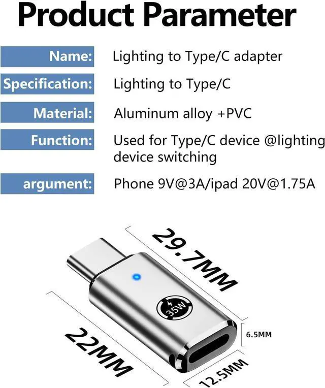 Alt view image 3 of 6 - BONAEVER 2 Pack USB C Charging Adapter for iPhone 15 Series, Lighting (Female) to USB C (Male) Adapter, 35W PD USB Type C Converter for Galaxy S24 Ultra S23 Fe S22+, Z Flip 5, and More Type C Devices