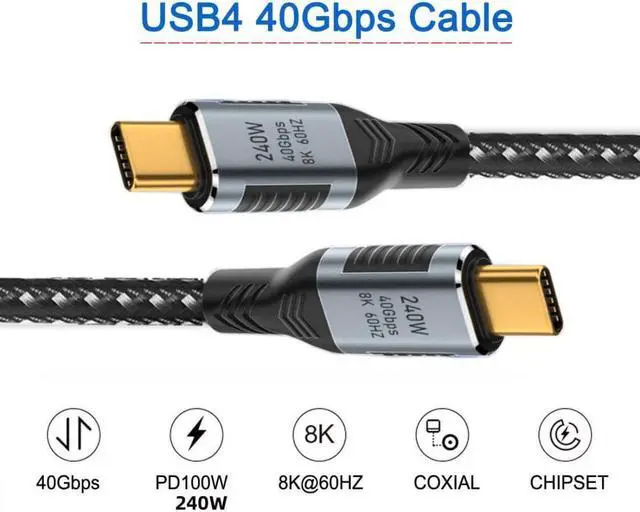 Alt view image 3 of 7 - USB C to USB C Charging Cable,USB4.0 240W Type C Fast Charging Cord Nylon Braided for Type C Laptop, Hub, Docking, Supports 8K 60Hz HD Display, 40 Gbps Data Transfer, and More (1M/3.3Ft)