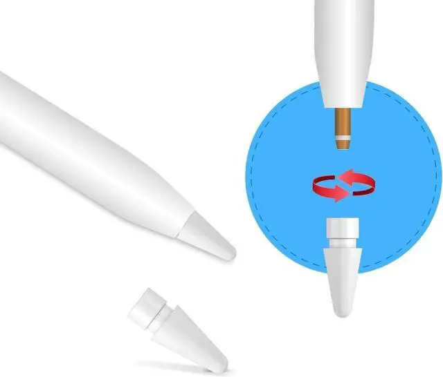 Alt view image 3 of 7 - BONAEVER 3 Pack iPencil Accessories for Apple Pencil 1st Generation, Stylus Pencil Tip + Magnetic Replacement Cap Top Cover + Charger Adapter for Apple Pen 1st Gen for iPad Pro 10.5" 12.9" 9.7" White