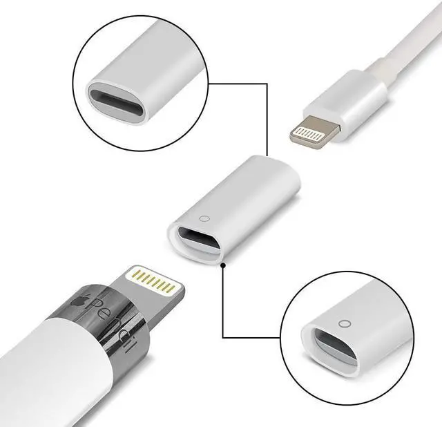 Alt view image 7 of 7 - BONAEVER 2 Pack Adapter Compatible with Apple Pencil Adapter Female to Female Charging Adapters Lightning Cable Adapter for iPad Pro Apple Pencil