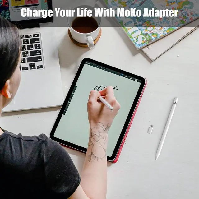 Alt view image 7 of 7 - 2 Pack USB-C Charging Adapter Compatible with Apple Pencil 1st Generation, USB C to Apple Pencil Adapter, Male USBC to Female Charging Connector for iPad 10&Apple Pen 1,No Bluetooth Pairing, White