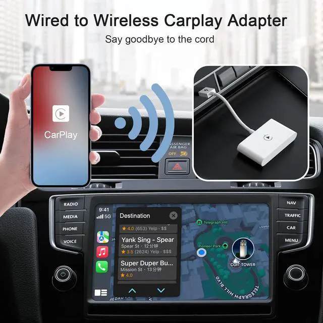Alt view image 2 of 7 - Wireless CarPlay Adapter for iPhone, Upgrade Apple CarPlay Dongle for Car's Original Wired CarPlay, Convert Factory Wired to Wireless CarPlay, for Cars from 2015 & iPhone iOS 10+