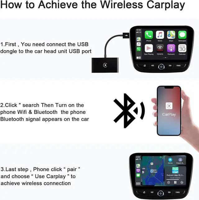 Alt view image 6 of 7 - Wireless CarPlay Adapter for iPhone, Upgrade Apple CarPlay Dongle for Car's Original Wired CarPlay, Convert Factory Wired to Wireless CarPlay, for Cars from 2015 & iPhone iOS 10+ Black