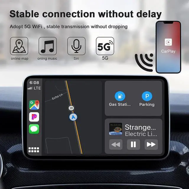 Alt view image 7 of 7 - Wireless CarPlay Adapter for iPhone, Upgrade Apple CarPlay Dongle for Car's Original Wired CarPlay, Convert Factory Wired to Wireless CarPlay, for Cars from 2015 & iPhone iOS 10+ Black