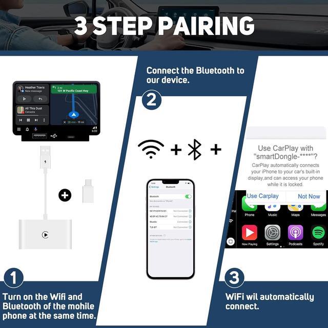 Alt view image 3 of 7 - Wireless Carplay Adapter for Factory Wired CarPlay Apple Carplay Wireless Adapter Plug & Play Wired to Wireless CarPlay Dongle 2024 Update Low Latency
