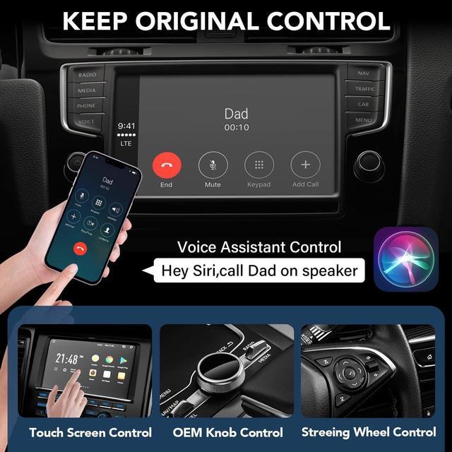 Alt view image 2 of 7 - Wireless Carplay Adapter for Factory Wired CarPlay Apple Carplay Wireless Adapter Plug & Play Wired to Wireless CarPlay Dongle 2024 Update Low Latency