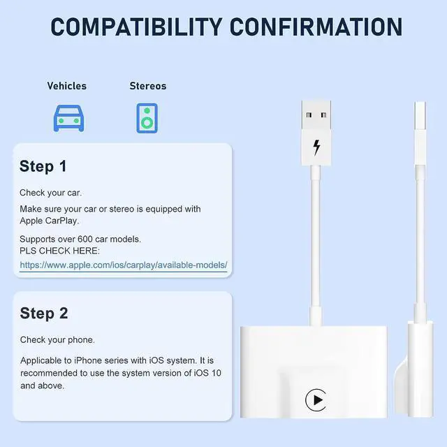Alt view image 2 of 7 - CarPlay Wireless Adapter for Factory Wired CarPlay 2024 Upgrade Plug & Play Dongle Converts Wired to Wireless for Cars from 2015 & iPhone iOS 10+