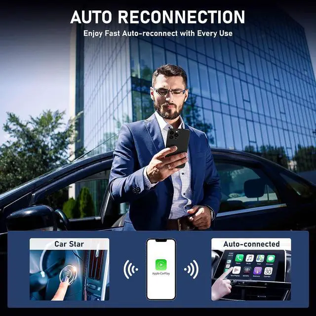 Alt view image 3 of 7 - CarPlay Wireless Adapter for Factory Wired CarPlay 2024 Upgrade Plug & Play Dongle Converts Wired to Wireless for Cars from 2015 & iPhone iOS 10+