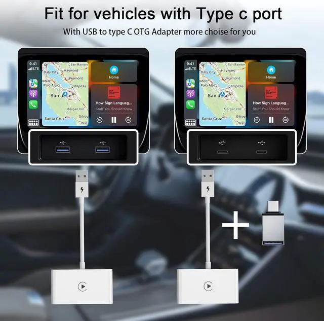 Alt view image 7 of 7 - CarPlay Wireless Adapter for Factory Wired CarPlay 2024 Upgrade Plug & Play Dongle Converts Wired to Wireless for Cars from 2015 & iPhone iOS 10+