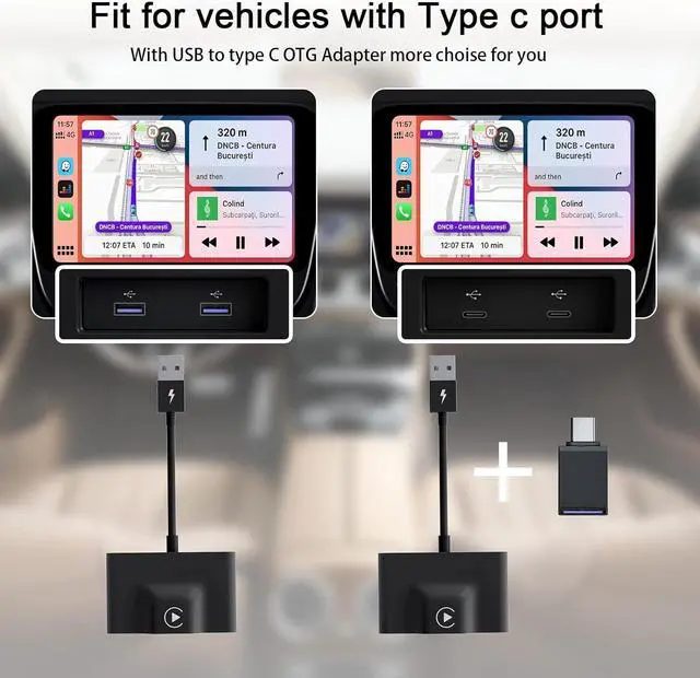 Alt view image 7 of 7 - CarPlay Wireless Adapter for Factory Wired CarPlay 2024 Upgrade Plug & Play Dongle Converts Wired to Wireless for Cars from 2015 & iPhone iOS 10+ Black