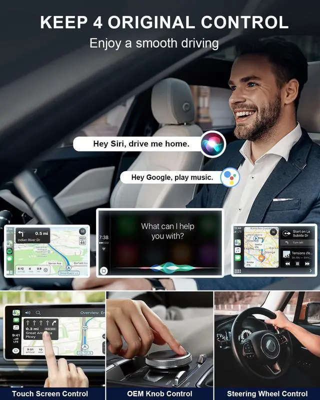 Alt view image 5 of 7 - 2-in-1 Wireless CarPlay Adapter & Android Auto 2024 Upgrade Dongle Convert Wired Apple Car Play to Wireless, Plug & Play, Fast Auto Connect, Compatible with iOS 10+ & Android 11+