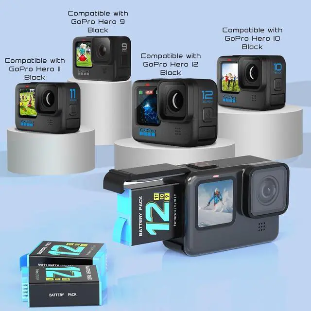 Alt view image 2 of 7 - BONAEVER For Gopro Hero 12/11/10/9 Battery 3-Pack 2000mAh and USB Storage 3-Channel Fast Charger Fully Compatible with GoPro Hero 12, Hero 11, Hero 10, Hero 9 Black Official with Micro SD Card Slot