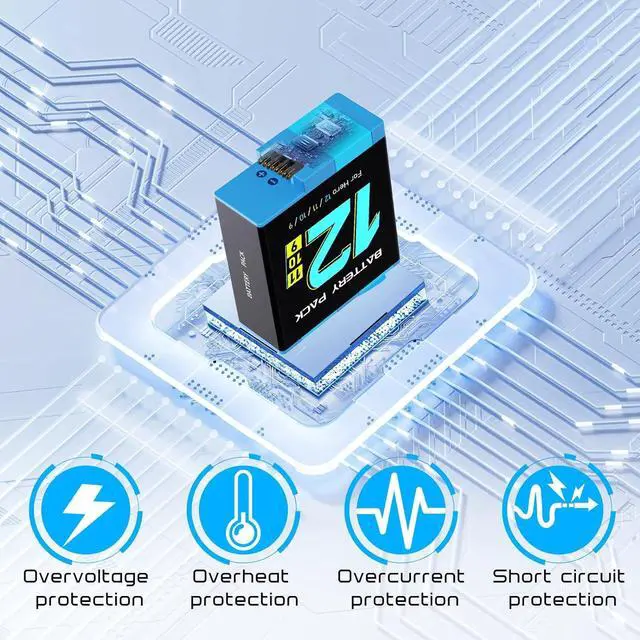 Alt view image 6 of 7 - BONAEVER For Gopro Hero 12/11/10/9 Battery 3-Pack 2000mAh and USB Storage 3-Channel Fast Charger Fully Compatible with GoPro Hero 12, Hero 11, Hero 10, Hero 9 Black Official with Micro SD Card Slot
